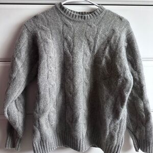 Cozy Gray Cable Knit Crewneck Sweater